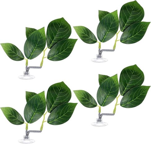 4 Pcs Fish Leaf Pad, Betta Leaf Hammock Adjustable Plastic Plants with Suction Cup Aquarium Decor Fish Tank Accessories Simulating The Natural Habitat for Betta Spawning Grounds Breeding Resting Bed in Kuwait