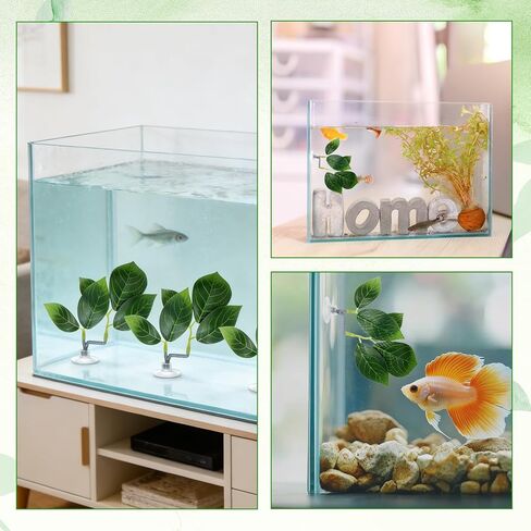 4 Pcs Fish Leaf Pad, Betta Leaf Hammock Adjustable Plastic Plants with Suction Cup Aquarium Decor Fish Tank Accessories Simulating The Natural Habitat for Betta Spawning Grounds Breeding Resting Bed in Kuwait
