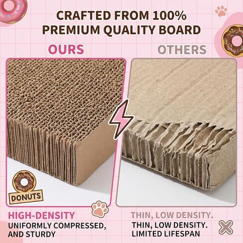 Donut Shop Cardboard Cat House Cat Scratch House with Scratcher Kitten Hideaway Playhouse Bed with Scratching Pads Cardboard Scratch Box for Indoor Outdoor Cats Bunny Small Animals Gift Supplies in Kuwait