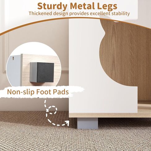 PETSITE Wooden Cat House, Indoor Cat Cave Nightstand Side End Table with Anti-Slip Robust Metal Legs, Spacious Tabletop, and Round Side Entrance, 17 x 16 x 19.5 Inches in Kuwait