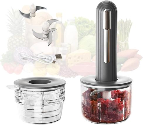 مفرمة ثوم كهربائية، محضرة طعام صغيرة مع 4 أكواب و2 قطاعة، مفرمة طعام كهربائية لمطبخ أغذية الأطفال، فرم البصل والثوم والفلفل الحار والتوابل in Kuwait