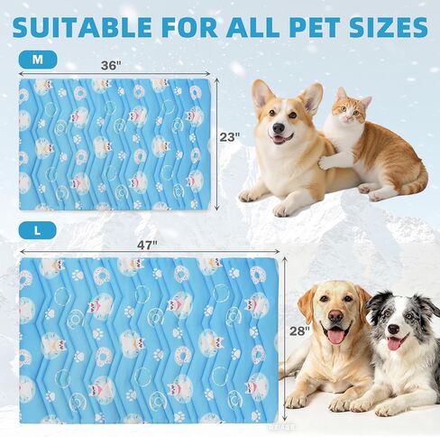 PUPTECK Dog Cooling Mat, Reversible Cooling & Warm Pet Cooling Mat, 48"x28" Thick Soft Dog Cool Bed for Hot Summer, Rapid Cooling Washable Kennel Crate Pet Bed, Blue Donut in Kuwait