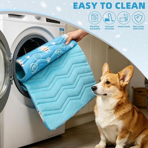 PUPTECK Dog Cooling Mat, Reversible Cooling & Warm Pet Cooling Mat, 48"x28" Thick Soft Dog Cool Bed for Hot Summer, Rapid Cooling Washable Kennel Crate Pet Bed, Blue Donut in Kuwait