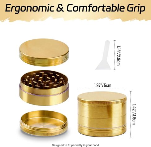 2.5 Inch Spice Grinder, Kitchen Tool Pepper Grinder, Zinc Alloy, Manual, Easy to Clean (Golden) in Kuwait