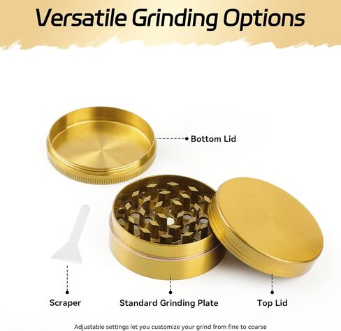 2.5 Inch Spice Grinder, Kitchen Tool Pepper Grinder, Zinc Alloy, Manual, Easy to Clean (Golden) in Kuwait