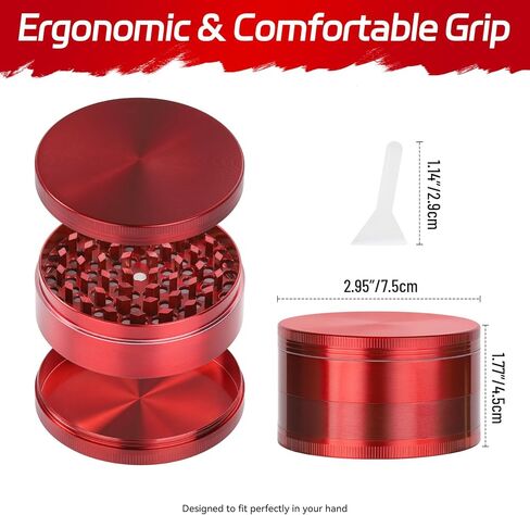 3 Inch Spice Grinder, Zinc Alloy, Manual Operation, Grinding Spices Kitchen Tool (Red) in Kuwait