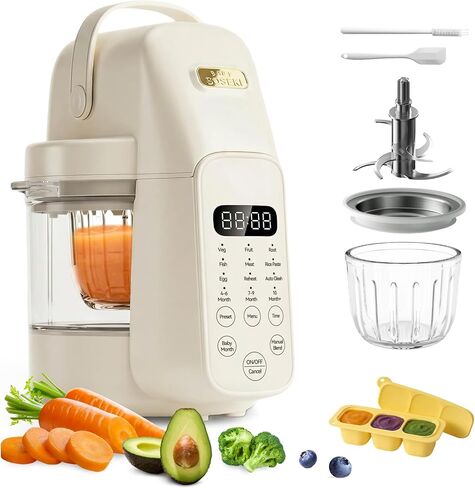 SosekiBaby FM01 Glass Baby Food Maker Steamer and Blender, 316L Stainless Steel Blades,One Step Baby Food Processor Puree Maker for Homemade Baby Food, Auto Cooking & Easy Cleaning,BPA-Free in Kuwait