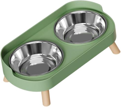 Portable Double Pet Food and Water Bowl for Cats and Dogs with Neck Protection and Adjustable Height for Small and Medium Dogs, Pink, Stainless Steel Bowl in Kuwait