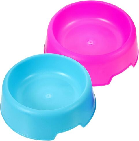 BESTYASH 2pcs Candy Color Plastic Pet Bowls, Sturdy Dog and Cat Food Bowls for Travel and Home Feeding, Medium Round Puppy Water and Food Dish Set in Kuwait
