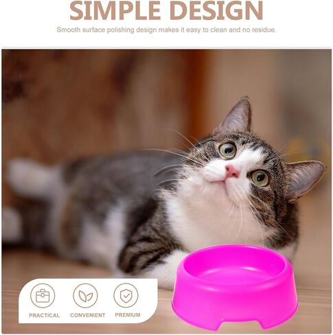 BESTYASH 2pcs Candy Color Plastic Pet Bowls, Sturdy Dog and Cat Food Bowls for Travel and Home Feeding, Medium Round Puppy Water and Food Dish Set in Kuwait