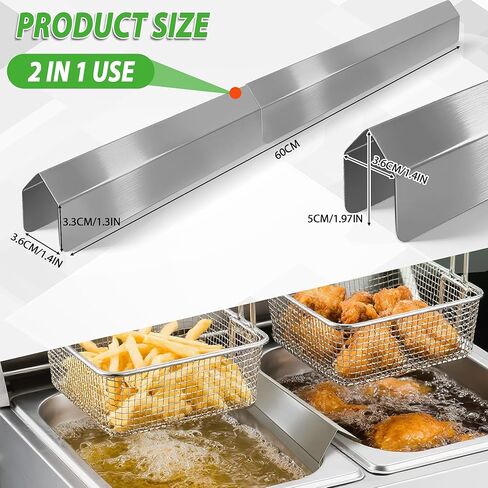 304 Stainless Steel Deep Fryer Splash Guard Connector & Joining Strip – Two-in-one Heavy Duty Fryer Accessories, Joining Strips for Deep Fryer to Prevent Spills & Debris(23"L x 1 1/2"Wx2"H) in Kuwait