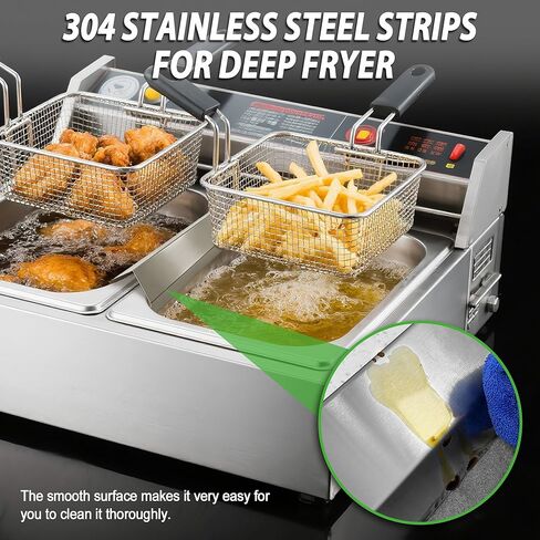 304 Stainless Steel Deep Fryer Splash Guard Connector & Joining Strip – Two-in-one Heavy Duty Fryer Accessories, Joining Strips for Deep Fryer to Prevent Spills & Debris(23"L x 1 1/2"Wx2"H) in Kuwait