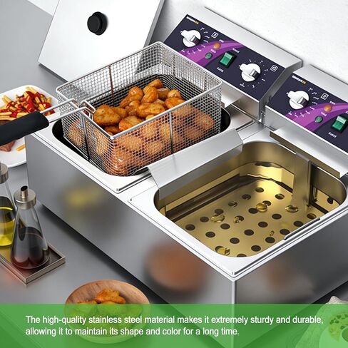 304 Stainless Steel Deep Fryer Splash Guard Connector & Joining Strip – Two-in-one Heavy Duty Fryer Accessories, Joining Strips for Deep Fryer to Prevent Spills & Debris(23"L x 1 1/2"Wx2"H) in Kuwait
