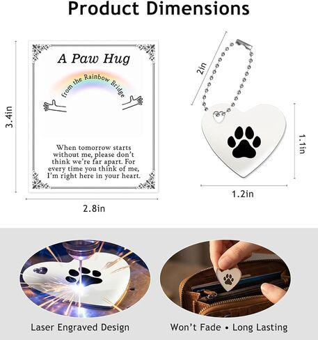 Pet Loss Gift for Dog Mom Dog Dad, Rainbow Bridge Paw Hug Memorial Keepsake, Sympathy Gift for Loss of Dog Cat, Remembrance Comfort Gift for Pet Lovers, Meaningful Pet Memorial Gift (Silver) in Kuwait
