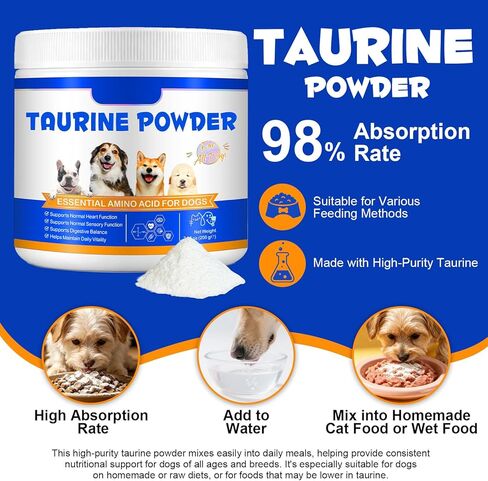 Taurine Powder for Dogs, Pure Dog Taurine Supplement for Heart Health,Vision Support & Immune Support, High-Purity Amino Acid for Homemade & Raw Diets, Easy Mix, 200g in Kuwait