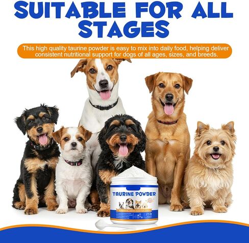 Taurine Powder for Dogs, Pure Dog Taurine Supplement for Heart Health,Vision Support & Immune Support, High-Purity Amino Acid for Homemade & Raw Diets, Easy Mix, 200g in Kuwait