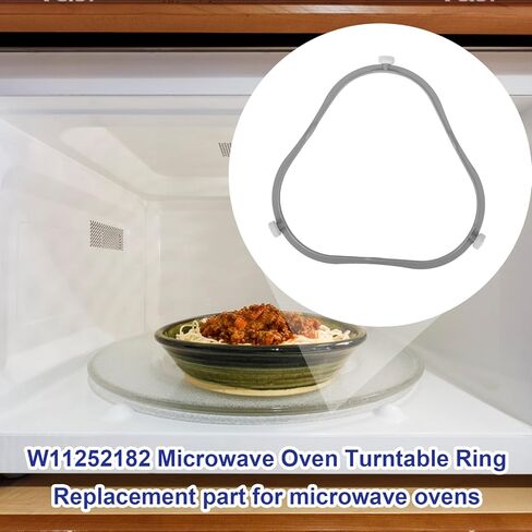 W11252182 استبدال حلقة القرص الدوار للميكروويف مع بكرات، 8206227 صينية زجاجية للميكروويف دوارة لوحة دوارة حامل دعم ملحقات الجزء البديل للاستخدام المنزلي in Kuwait