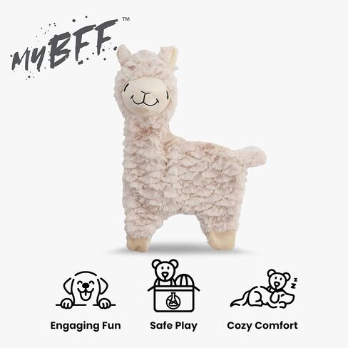 NANDOG The Signature Collection My BFF Alpaca Dog Toy in Beige - Soft Plush & Crinkle Fabric - Interactive & Cuddly Companion - Modern Design, Lightweight & Durable - Perfect for Small/Medium Dogs in Kuwait