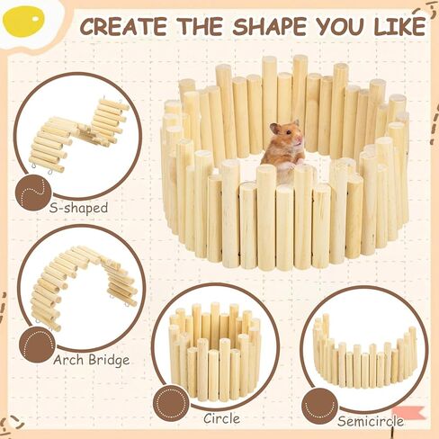 5 Pcs Hamster Platform Wooden Fence Bridge Ladder Climbing Toy Hidden House Exploring Toy with Hamster Bath Container Decor Cage Accessories for Small Animals Dwarf Syrian Gerbils Squirrel(Classic) in Kuwait