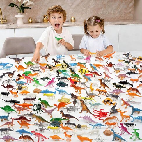 107 Pcs Assorted Dinosaur, Ocean, Sea, Farm, Jungle, Wild Animals & Dinosaurs Figure Realistic Plastic Zoo Play Set - Small Toys for Kids, Cupcake Topper, Party Favors in Kuwait