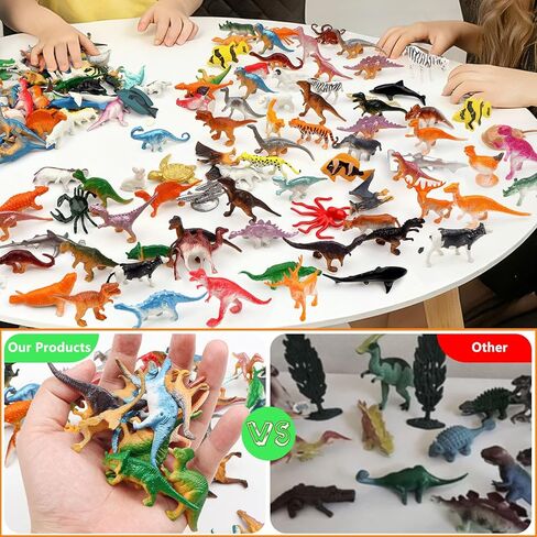 107 Pcs Assorted Dinosaur, Ocean, Sea, Farm, Jungle, Wild Animals & Dinosaurs Figure Realistic Plastic Zoo Play Set - Small Toys for Kids, Cupcake Topper, Party Favors in Kuwait