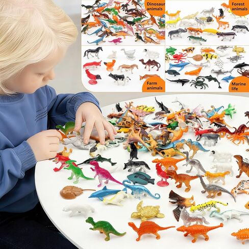 107 Pcs Assorted Dinosaur, Ocean, Sea, Farm, Jungle, Wild Animals & Dinosaurs Figure Realistic Plastic Zoo Play Set - Small Toys for Kids, Cupcake Topper, Party Favors in Kuwait