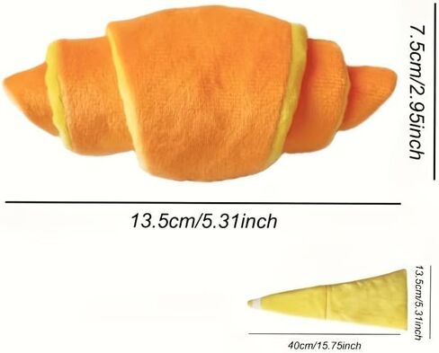 Cute Plush Croissant Dog Toy - Brunch Food Themed Squeaky Chew Toy for Small & Medium Dogs, Soft Interactive Plush with Crinkle Paper, Machine Washable, Eco-Friendly Materials in Kuwait