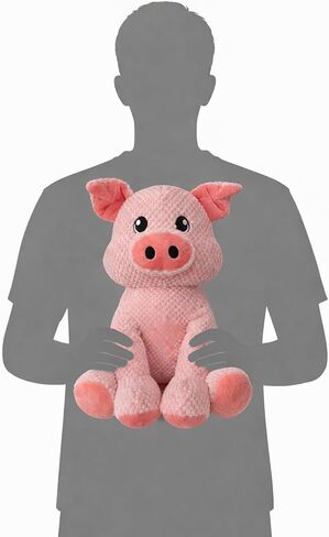 NOZES & TOZES Plush Pig Dog Toy | Dog stuffies for Large Dogs Dog Enrichment Toys for Large Dogs | Dog Toys Without Squeakers- Pink in Kuwait