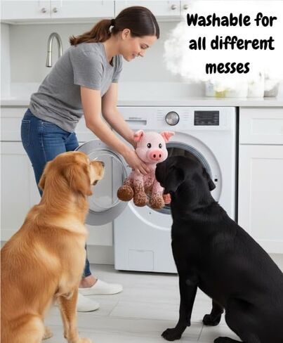 NOZES & TOZES Plush Pig Dog Toy | Dog stuffies for Large Dogs Dog Enrichment Toys for Large Dogs | Dog Toys Without Squeakers- Pink in Kuwait