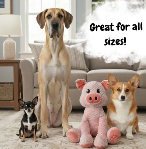 NOZES & TOZES Plush Pig Dog Toy | Dog stuffies for Large Dogs Dog Enrichment Toys for Large Dogs | Dog Toys Without Squeakers- Pink in Kuwait