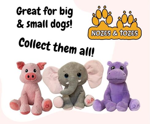 NOZES & TOZES Plush Pig Dog Toy | Dog stuffies for Large Dogs Dog Enrichment Toys for Large Dogs | Dog Toys Without Squeakers- Pink in Kuwait