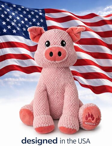 NOZES & TOZES Plush Pig Dog Toy | Dog stuffies for Large Dogs Dog Enrichment Toys for Large Dogs | Dog Toys Without Squeakers- Pink in Kuwait