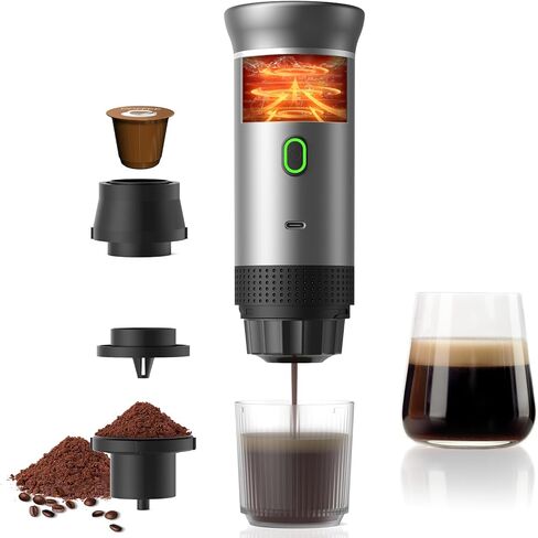 Portable coffee Maker, Electric Espresso Machine for Travel, 7500mAh Battery Capacity USB-C Rechargeable, Compatible with Ground Coffee & NS Capsules in Kuwait