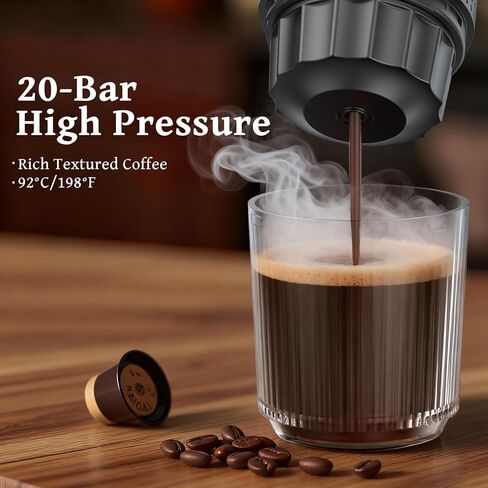 Portable coffee Maker, Electric Espresso Machine for Travel, 7500mAh Battery Capacity USB-C Rechargeable, Compatible with Ground Coffee & NS Capsules in Kuwait