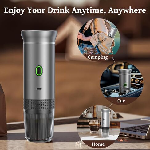 Portable coffee Maker, Electric Espresso Machine for Travel, 7500mAh Battery Capacity USB-C Rechargeable, Compatible with Ground Coffee & NS Capsules in Kuwait