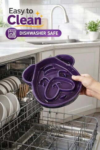 Cute Ceramic Slow Feeder Dog Shape, 1.5 Cups Pet Food Bowl for Small & Medium Breed. Bite-Resistant, Dishwasher Safe, Maze Design to Prevent Fast Eating, Bloat, Choking. Gift for Dog Lovers in Kuwait
