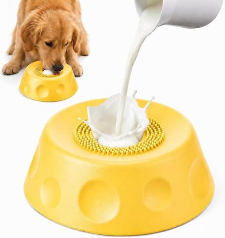 Slow Feeder Dog Bowl with Interactive Roll Ball, Anti-Slip Dog Lick Bowl for Liquid Treats, Bone Broth & Yogurt, Anxiety Relief Boredom Puzzle Feeder for Small Large Dogs in Kuwait