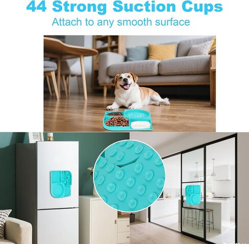 Lick Mat for Dogs, 4-in-1 Slow Feeder Bowl with Non-Slip Suction Cup, Food-Grade Silicone Lick Pads Perfect for Cat Anxiety, Fast Eating & Grooming-Aqua in Kuwait