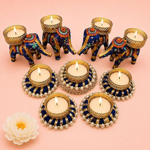 LoveNspire Elephant Tealight Rangoli Candle Holders Festival of Light Decorative Candle Stand for Diwali Christmas Thanksgiving Housewarming Gift T-light Holder for Centerpiece Dining Table Home Decor in Saudi Arabia