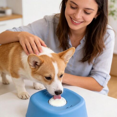 Slow Feeder Dog Bowl, Dog Lick Bowl with Rolling Ball, Anti-Slip Dog Enrichment Toy for Liquid Treats, Puppy Lick Feeder for Bone Broth Yogurt Post-op Nutrition (Blue) in Kuwait