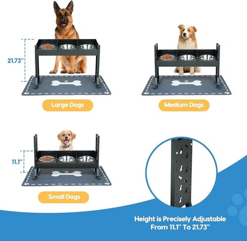 Elevated Dog Bowls for Large Breeds, Triple Dog Bowl Stand with 3 Stainless Steel Bowls, Adjustable Raised Dog Feeding Station, Slow Feeder Anti-Gulping Design, Heavy Duty in Kuwait