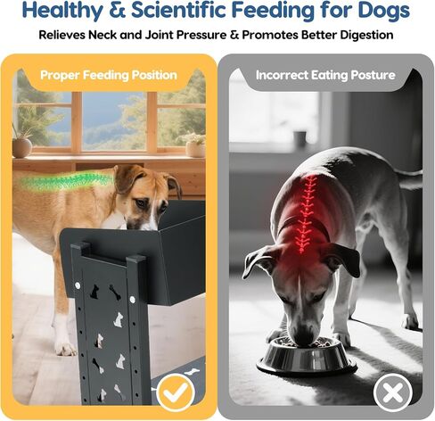 Elevated Dog Bowls for Large Breeds, Triple Dog Bowl Stand with 3 Stainless Steel Bowls, Adjustable Raised Dog Feeding Station, Slow Feeder Anti-Gulping Design, Heavy Duty in Kuwait