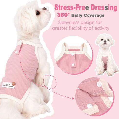 Dog Recovery Suit Dogs Onesie for Surgery Protective Post-Surgery Suit Female for Small Dogs & Puppy Pink Pink Size S in Kuwait