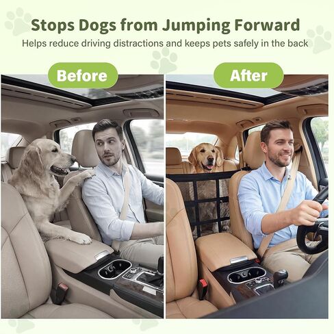 Dog Car Barrier, Dog Barrier for SUV, Reinforced Double-Layer Mesh, Adjustable Top & Bottom Straps, 3 Zipper Storage Pockets, Easy to Install, Also Fits Double-Cab Trucks & Select Sedans in Kuwait