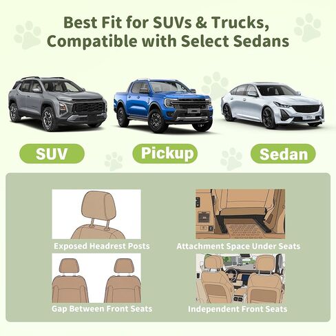 Dog Car Barrier, Dog Barrier for SUV, Reinforced Double-Layer Mesh, Adjustable Top & Bottom Straps, 3 Zipper Storage Pockets, Easy to Install, Also Fits Double-Cab Trucks & Select Sedans in Kuwait