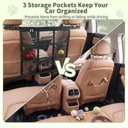 Dog Car Barrier, Dog Barrier for SUV, Reinforced Double-Layer Mesh, Adjustable Top & Bottom Straps, 3 Zipper Storage Pockets, Easy to Install, Also Fits Double-Cab Trucks & Select Sedans in Kuwait