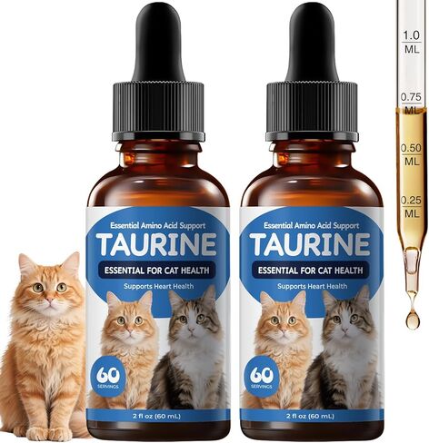 Taurine Liquid Supplement for Cats, Daily Amino Acid Support for Heart Health, Vision & Metabolic Balance, Liquid Drops for Long-Term Feline Nutrition, 60 mL in Kuwait