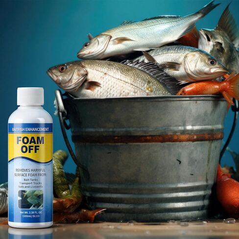 2pcs Fish Tank Foam Remover Water Defoamer for Fish Alive Longer Healthier for Minnow Buckets Livewells Bait Tanks Aquariums Saltwater Reservoir Fishing, 100ml Per in Kuwait