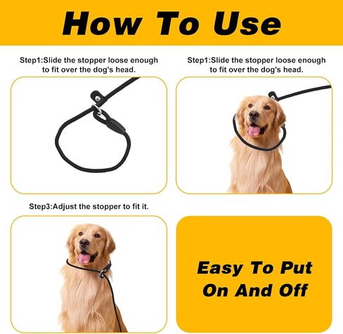 Black Heavy Duty Slip Leads for Dogs, Comfortable Slip Lead Dog Leash No Pull Dog Training Leash Adjustable Rope Dogs Leashs Slips Lead Control Leashs for Training Walking Small to Medium in Kuwait