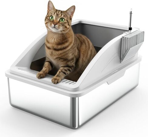 Stainless Steel Litter Box XL with Lid – Enclosed Cat Litter Box for Large Cats, High Sided Leak Proof Metal Litter Box, Easy Clean Non Stick Odor Control in Kuwait